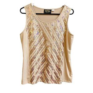 Bob Mackie Women's Sequin Motif Tank Sequence Shimmer Wearable Art Size Small S